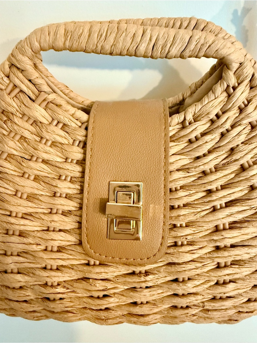 Woven Straw Crossbody Bag Neutral Beach Vacation Summer Purse - New - Picture 10 of 12